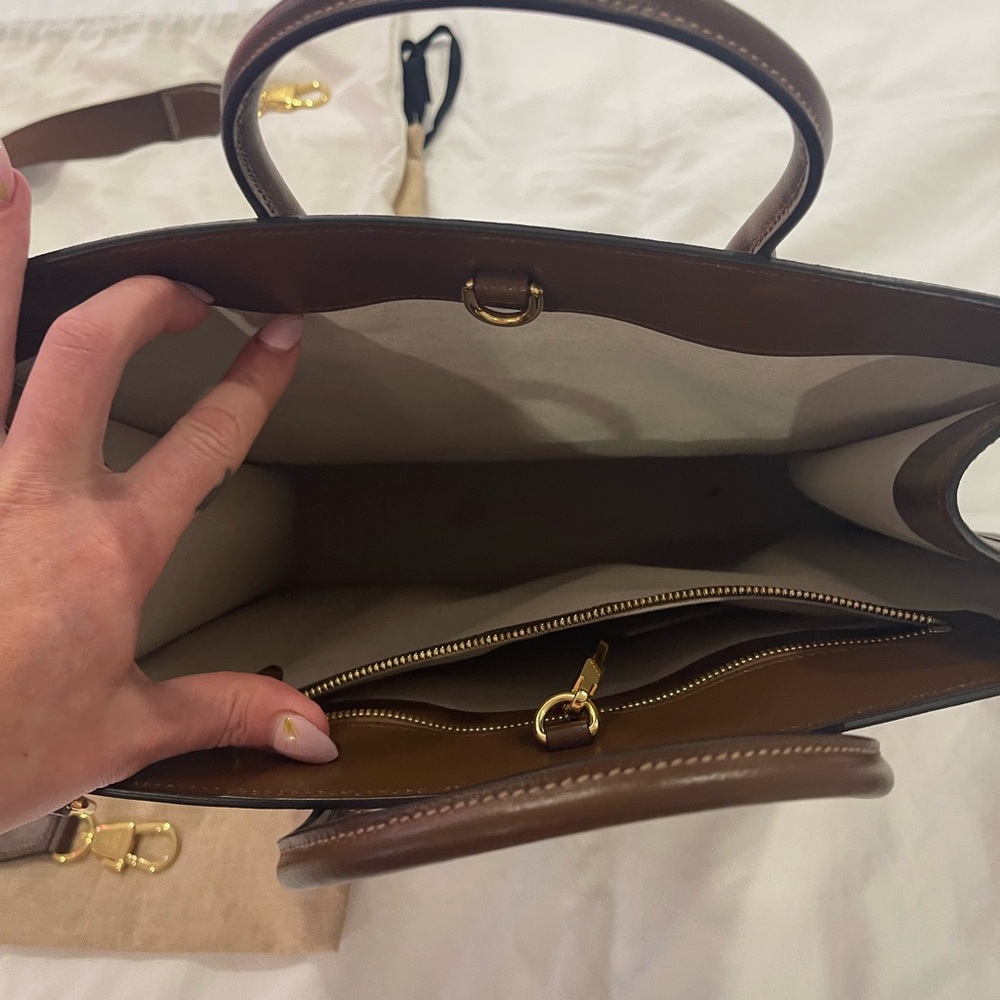 Gucci Brown Leather Briefcase with Monogram Pattern - Picture 3 of 9